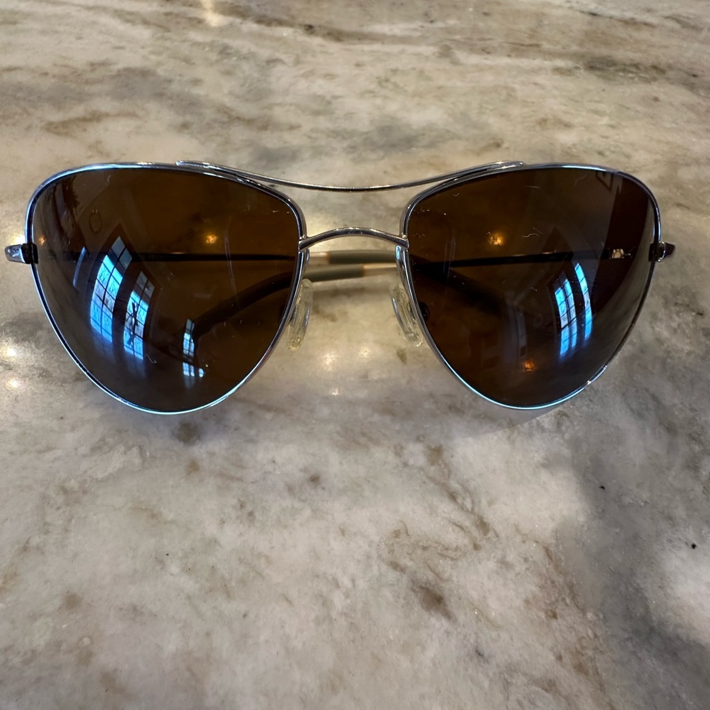 Oliver Peoples Aviator Aero Commander Polarized 61mm Sunglasses Gold Neutral EUC - Picture 9 of 9